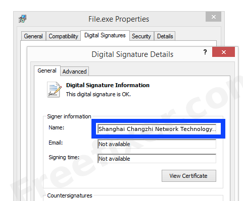 Screenshot of the Shanghai Changzhi Network Technology Co., Ltd. certificate